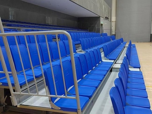 Manual or Power Operation Retractable Bleacher Seating with High Grade HDPE Seat and Optional Handrail